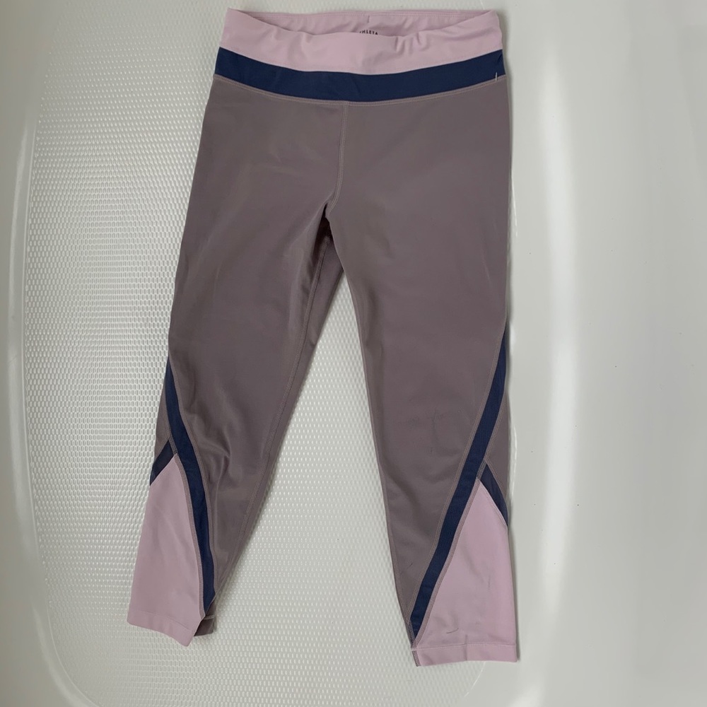 Capri Athleta girl leggings XL/14 grey/pink